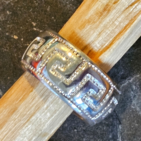 Sterling Silver Milor Made in Italy Greek Key Thick Ring - Picture 1 of 4